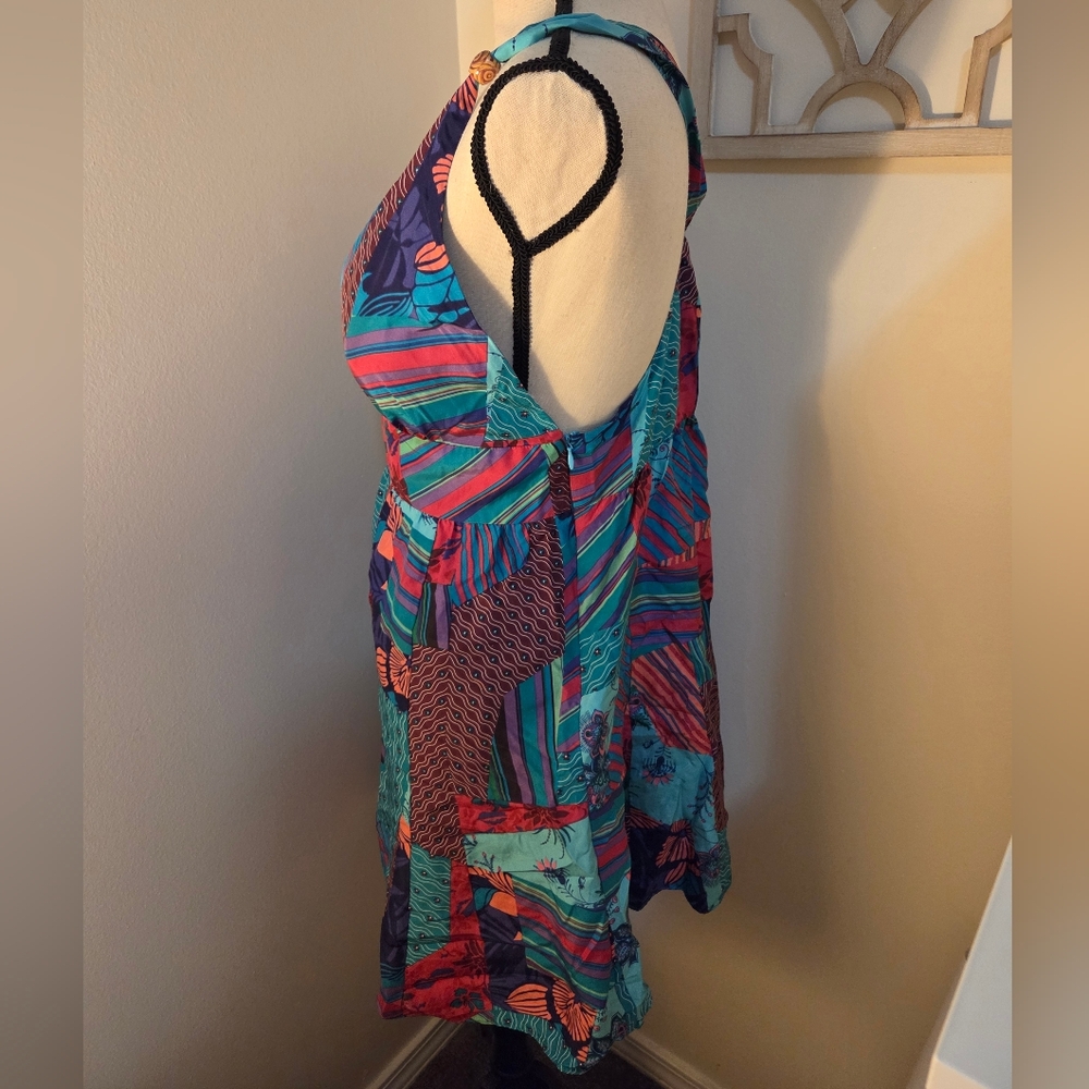 Guess Silk Patchwork Bright Multi Color Dress - image 4